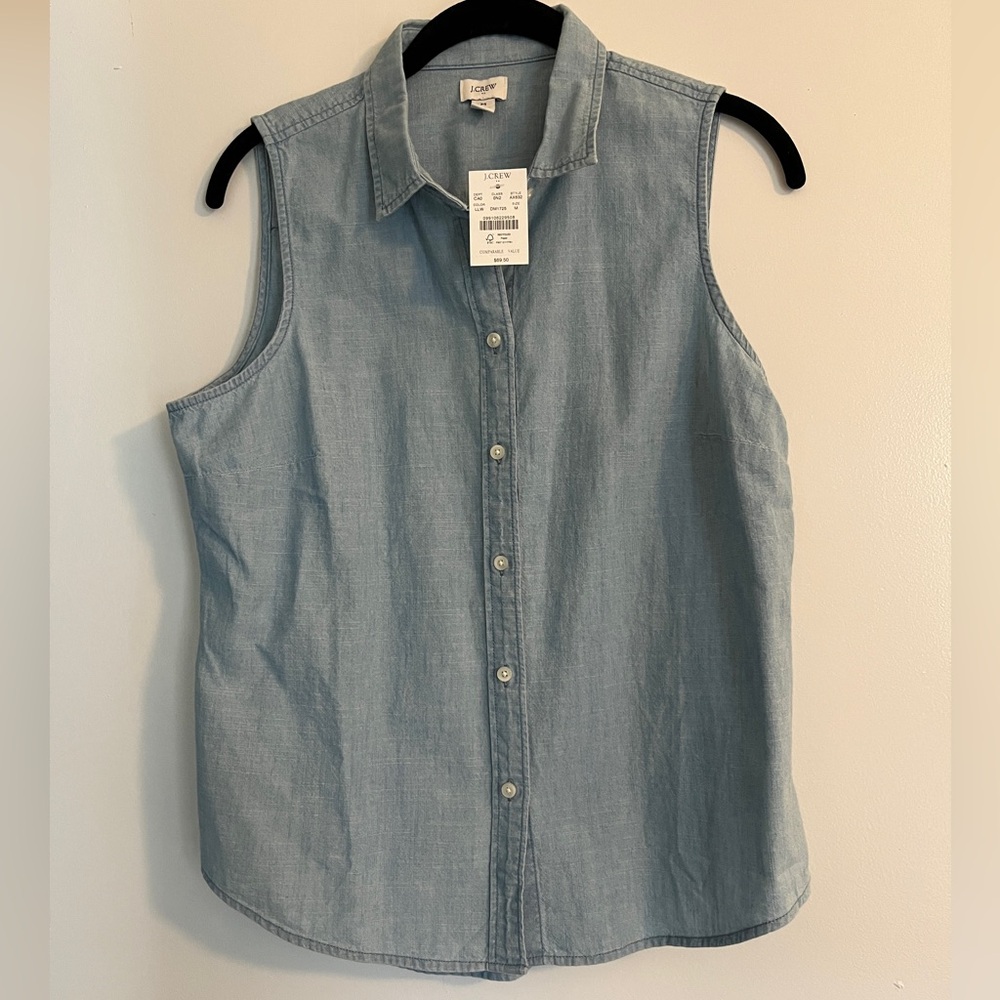 JCrew Factory Chambray Sleeveless Button-Down Shirt